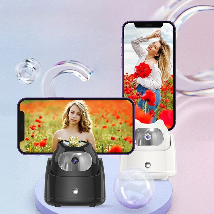 Auto Face Tracking Phone Holder [APP Free] Face Recognition 360° Rotation Selfie Stand