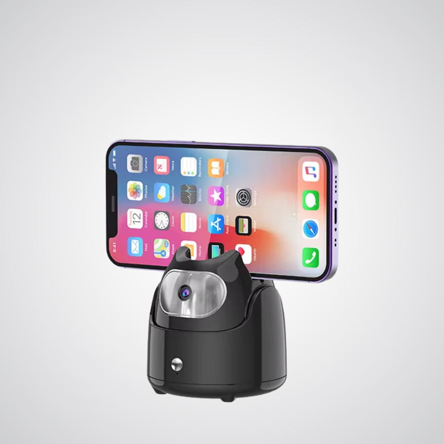 Auto Face Tracking Phone Holder [APP Free] Face Recognition 360° Rotation Selfie Stand